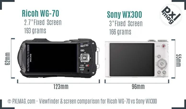 Ricoh WG-70 vs Sony WX300 Screen and Viewfinder comparison