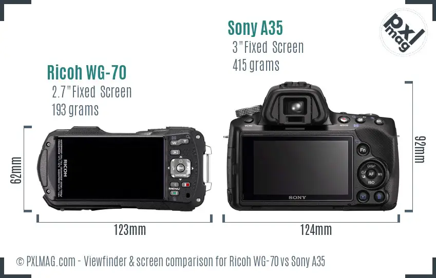 Ricoh WG-70 vs Sony A35 Screen and Viewfinder comparison