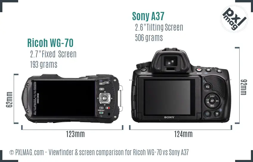 Ricoh WG-70 vs Sony A37 Screen and Viewfinder comparison