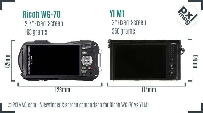 Ricoh WG-70 vs YI M1 Screen and Viewfinder comparison