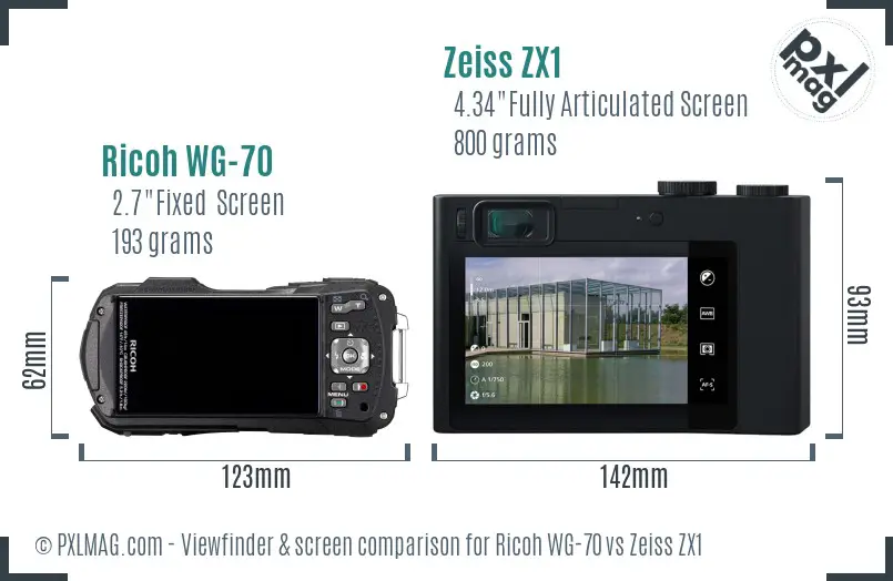 Ricoh WG-70 vs Zeiss ZX1 Screen and Viewfinder comparison