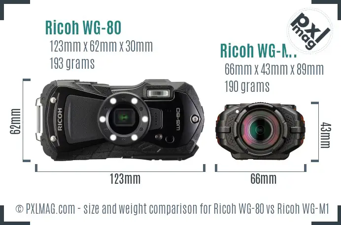 Ricoh WG-80 vs Ricoh WG-M1 size comparison