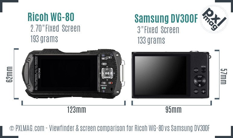 Ricoh WG-80 vs Samsung DV300F Screen and Viewfinder comparison