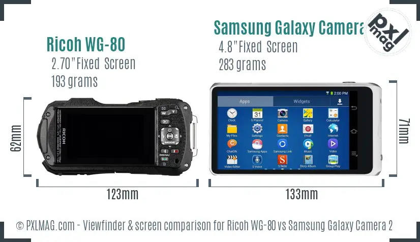 Ricoh WG-80 vs Samsung Galaxy Camera 2 Screen and Viewfinder comparison