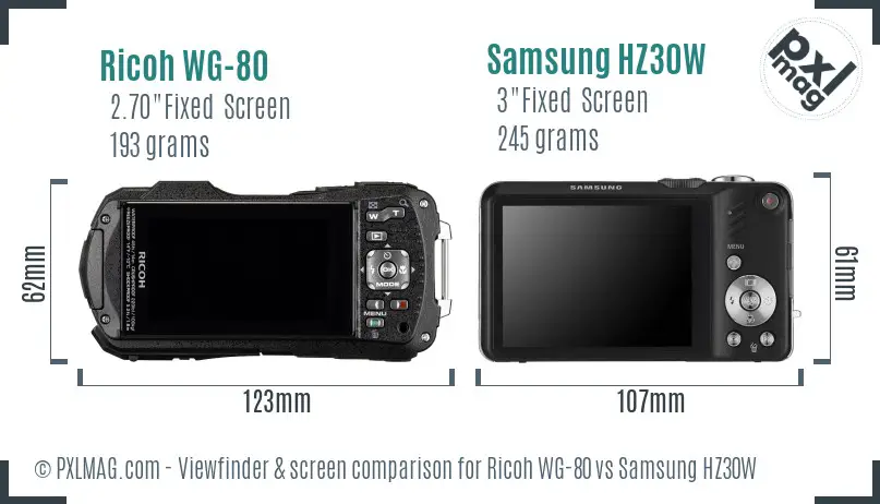 Ricoh WG-80 vs Samsung HZ30W Screen and Viewfinder comparison Ricoh WG-80 vs Samsung HZ30W Screen and Viewfinder comparison
