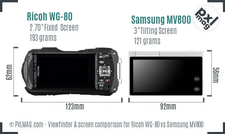 Ricoh WG-80 vs Samsung MV800 Screen and Viewfinder comparison