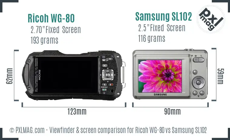 Ricoh WG-80 vs Samsung SL102 Screen and Viewfinder comparison Ricoh WG-80 vs Samsung SL102 Screen and Viewfinder comparison
