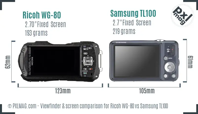 Ricoh WG-80 vs Samsung TL100 Screen and Viewfinder comparison