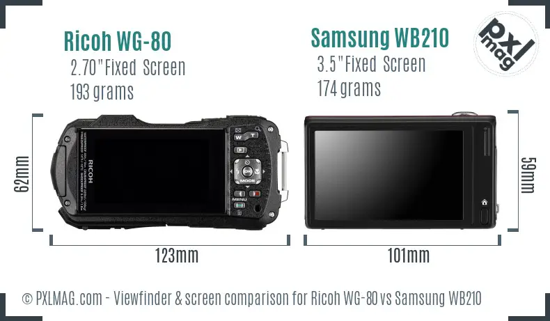 Ricoh WG-80 vs Samsung WB210 Screen and Viewfinder comparison Ricoh WG-80 vs Samsung WB210 Screen and Viewfinder comparison