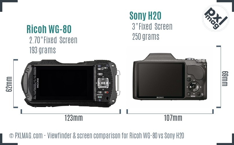 Ricoh WG-80 vs Sony H20 Screen and Viewfinder comparison
