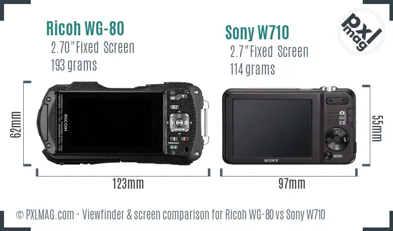 Ricoh WG-80 vs Sony W710 Screen and Viewfinder comparison Ricoh WG-80 vs Sony W710 Screen and Viewfinder comparison