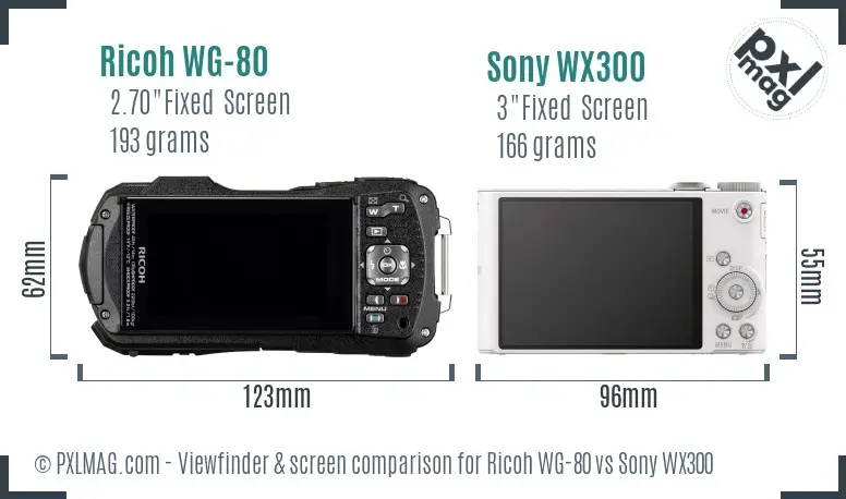 Ricoh WG-80 vs Sony WX300 Screen and Viewfinder comparison
