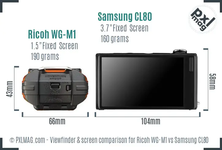 Ricoh WG-M1 vs Samsung CL80 Screen and Viewfinder comparison