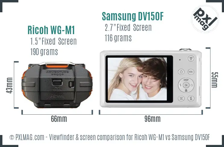 Ricoh WG-M1 vs Samsung DV150F Screen and Viewfinder comparison