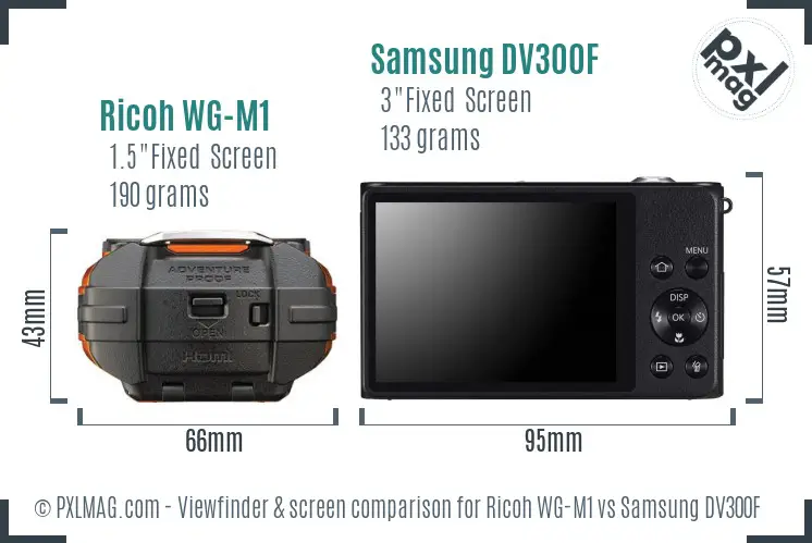 Ricoh WG-M1 vs Samsung DV300F Screen and Viewfinder comparison