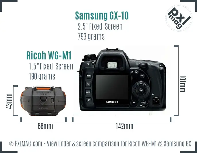 Ricoh WG-M1 vs Samsung GX-10 Screen and Viewfinder comparison
