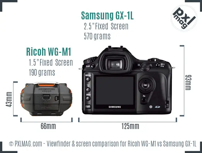 Ricoh WG-M1 vs Samsung GX-1L Screen and Viewfinder comparison