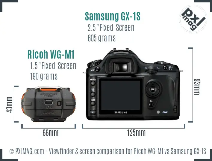 Ricoh WG-M1 vs Samsung GX-1S Screen and Viewfinder comparison