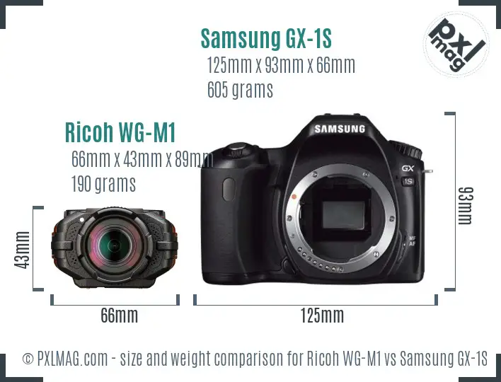 Ricoh WG-M1 vs Samsung GX-1S size comparison