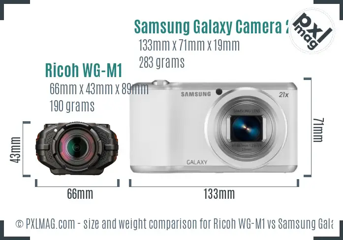 Ricoh WG-M1 vs Samsung Galaxy Camera 2 size comparison