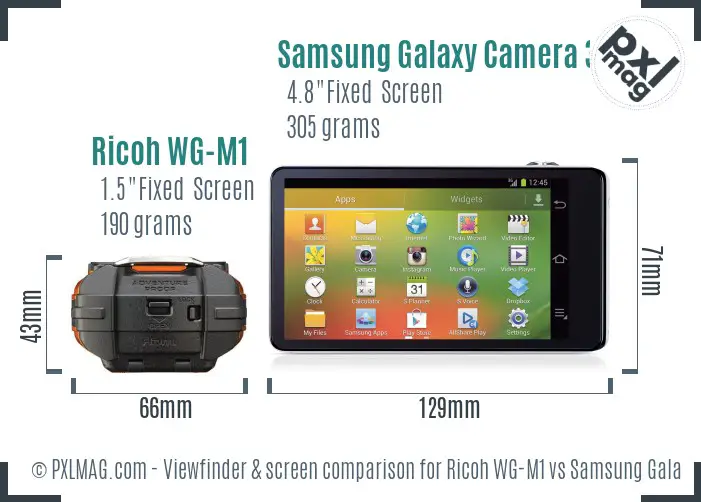 Ricoh WG-M1 vs Samsung Galaxy Camera 3G Screen and Viewfinder comparison