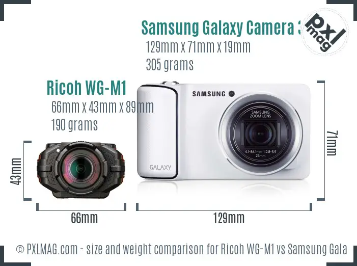 Ricoh WG-M1 vs Samsung Galaxy Camera 3G size comparison