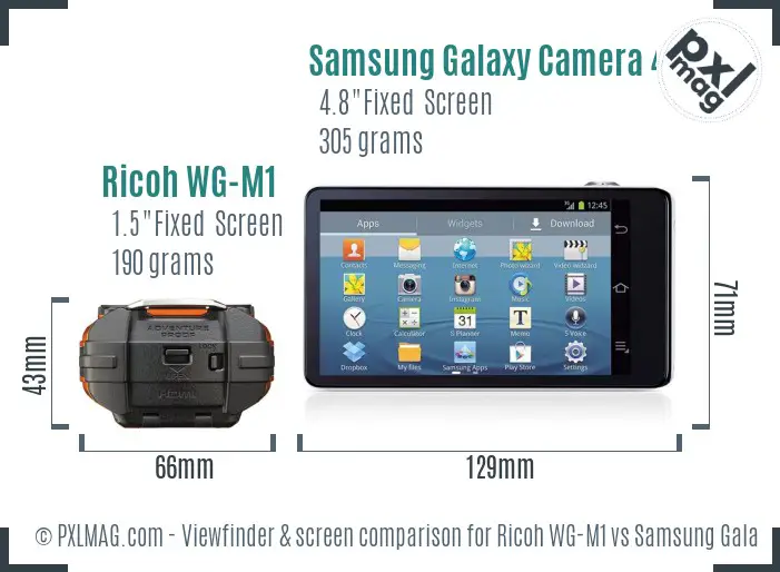 Ricoh WG-M1 vs Samsung Galaxy Camera 4G Screen and Viewfinder comparison