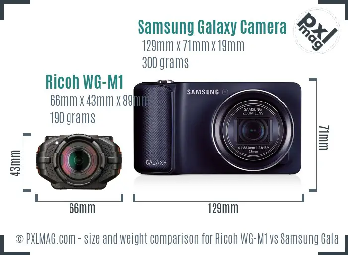 Ricoh WG-M1 vs Samsung Galaxy Camera size comparison