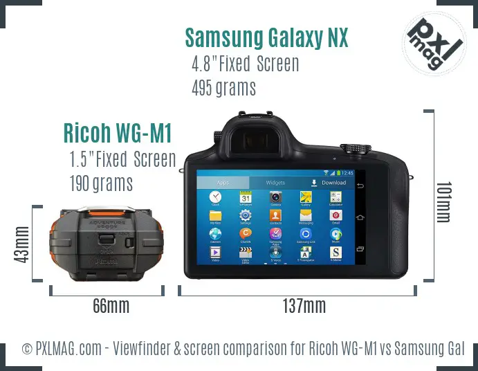 Ricoh WG-M1 vs Samsung Galaxy NX Screen and Viewfinder comparison