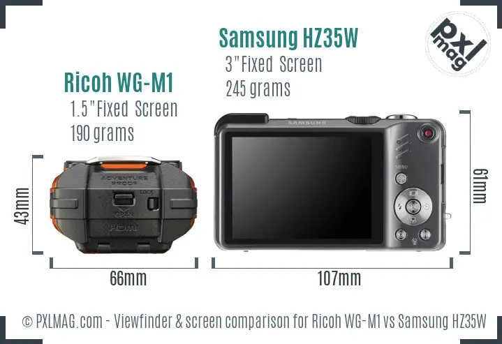 Ricoh WG-M1 vs Samsung HZ35W Screen and Viewfinder comparison