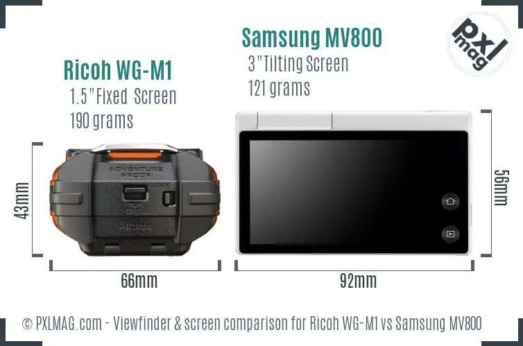 Ricoh WG-M1 vs Samsung MV800 Screen and Viewfinder comparison