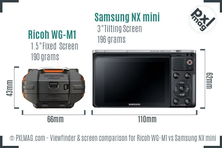 Ricoh WG-M1 vs Samsung NX mini Screen and Viewfinder comparison