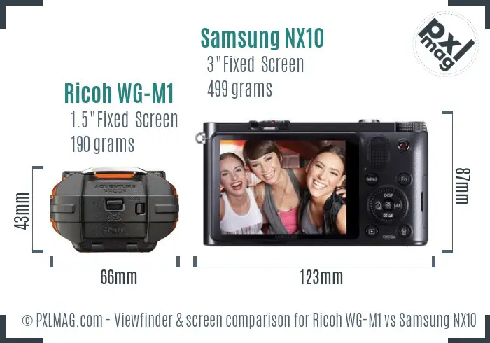 Ricoh WG-M1 vs Samsung NX10 Screen and Viewfinder comparison
