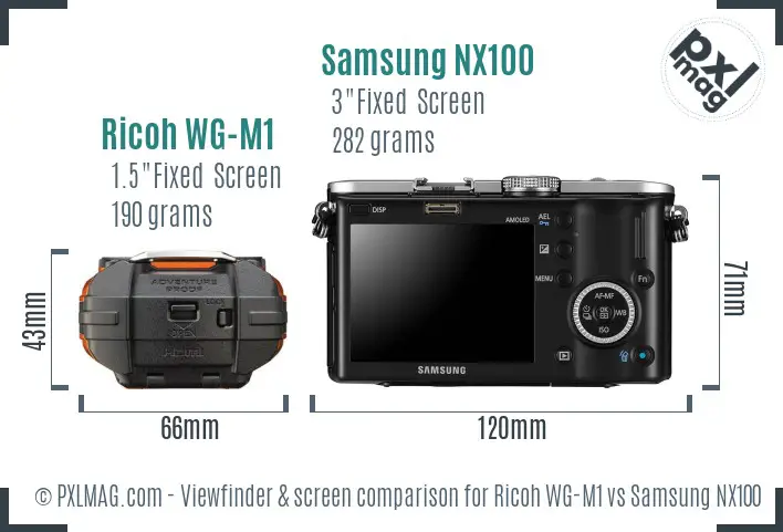 Ricoh WG-M1 vs Samsung NX100 Screen and Viewfinder comparison