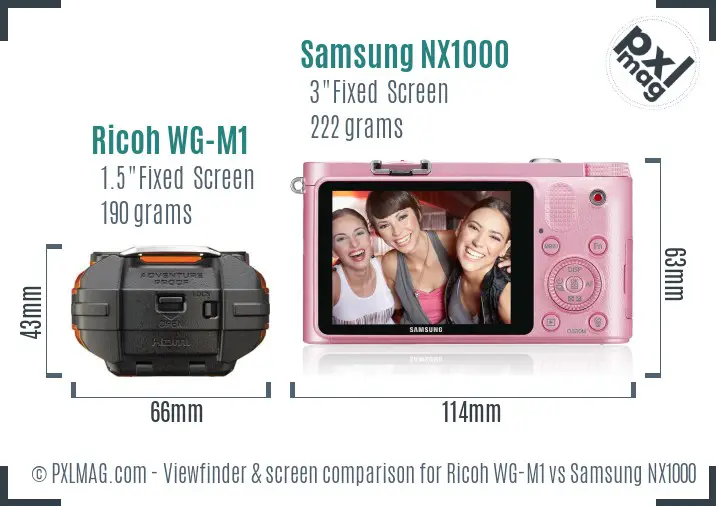 Ricoh WG-M1 vs Samsung NX1000 Screen and Viewfinder comparison