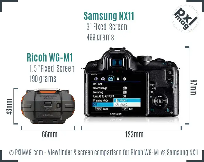 Ricoh WG-M1 vs Samsung NX11 Screen and Viewfinder comparison