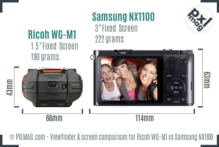 Ricoh WG-M1 vs Samsung NX1100 Screen and Viewfinder comparison