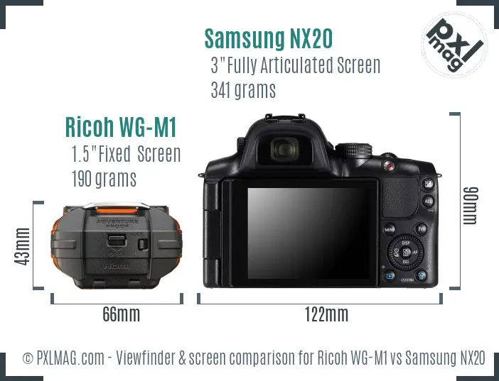 Ricoh WG-M1 vs Samsung NX20 Screen and Viewfinder comparison