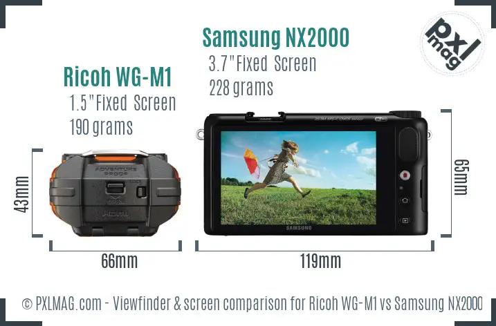 Ricoh WG-M1 vs Samsung NX2000 Screen and Viewfinder comparison