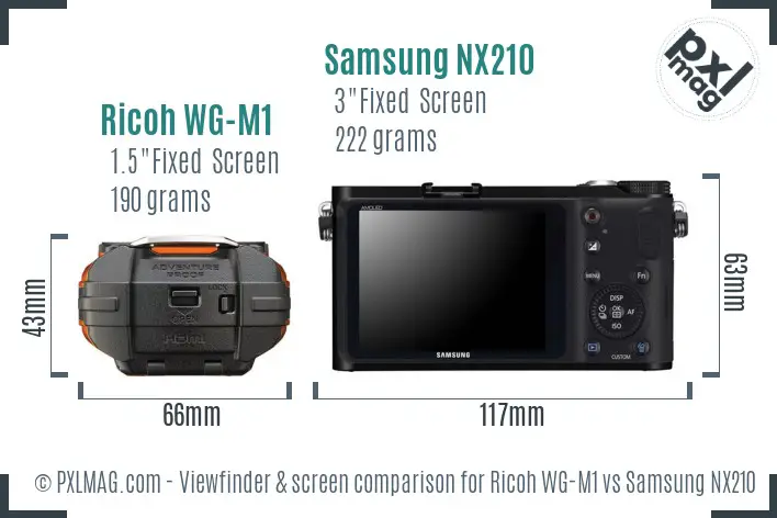 Ricoh WG-M1 vs Samsung NX210 Screen and Viewfinder comparison