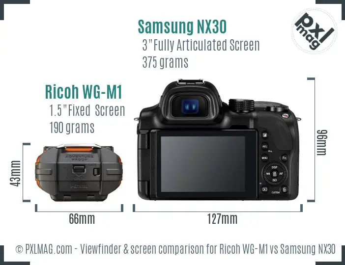 Ricoh WG-M1 vs Samsung NX30 Screen and Viewfinder comparison