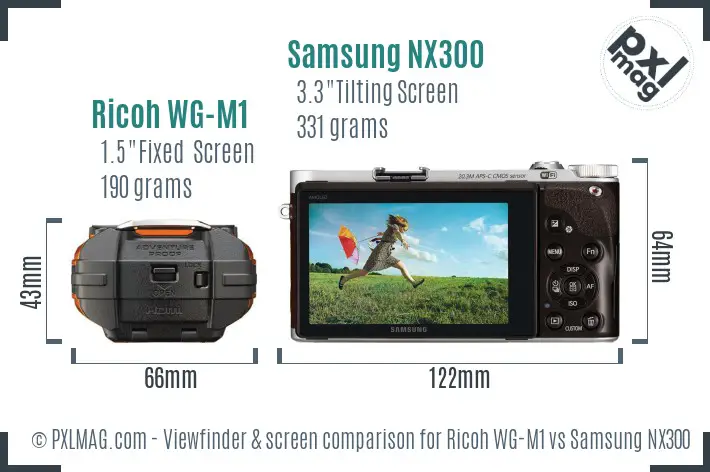 Ricoh WG-M1 vs Samsung NX300 Screen and Viewfinder comparison