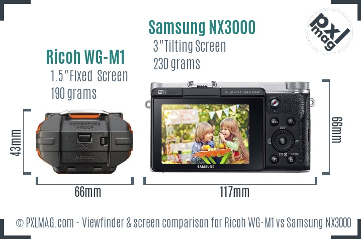 Ricoh WG-M1 vs Samsung NX3000 Screen and Viewfinder comparison