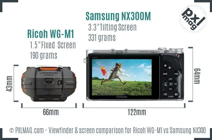 Ricoh WG-M1 vs Samsung NX300M Screen and Viewfinder comparison