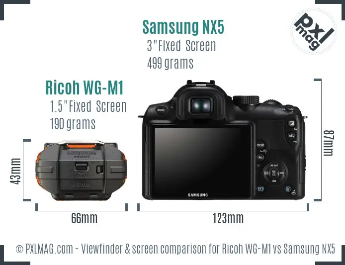 Ricoh WG-M1 vs Samsung NX5 Screen and Viewfinder comparison