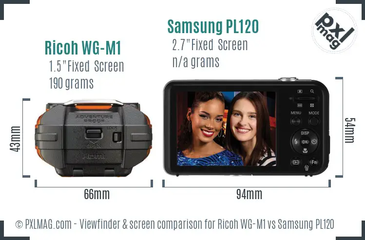 Ricoh WG-M1 vs Samsung PL120 Screen and Viewfinder comparison