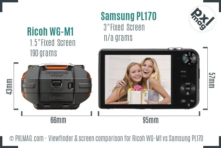 Ricoh WG-M1 vs Samsung PL170 Screen and Viewfinder comparison