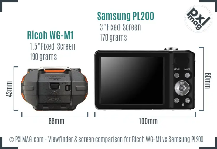 Ricoh WG-M1 vs Samsung PL200 Screen and Viewfinder comparison