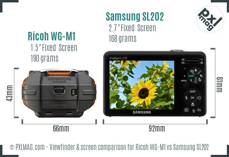 Ricoh WG-M1 vs Samsung SL202 Screen and Viewfinder comparison
