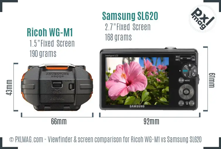 Ricoh WG-M1 vs Samsung SL620 Screen and Viewfinder comparison